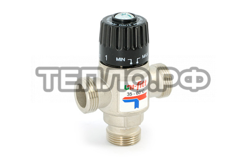 Термостатический смесительный клапан Uni-Fitt 35-60C, нар.  1", KVS 1,6 смешение боковое