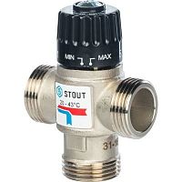 Термостатический смесительный клапан 20-43°С вн.р.  3/4" STOUT KV 1,6
