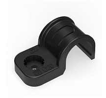 Крепеж-скоба пластиковая односторонняя для прямого монтажа черная в п/э д20 (50шт/600шт уп/кор) Пром