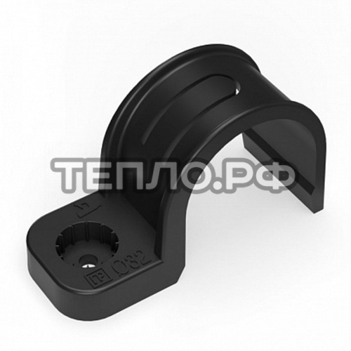 Крепеж-скоба пластиковая односторонняя для прямого монтажа черная в п/э д32 (25шт/375шт уп/кор) Пром