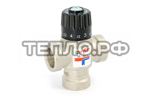 Термостатический смесительный клапан Uni-Fitt 35-60C, вн.3/4, KVS 1,6 смешение боковое