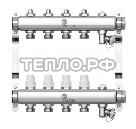 Коллектор нерж. 1"-3/4 в сборе на12 выходов с 2 заглушками Wester W903.12