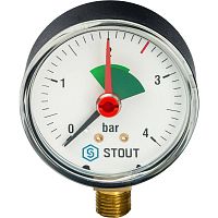 Манометр 0-4бар д.63мм 1/4" радиальный STOUT