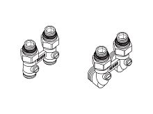 Пара шаровых кранов с соед. нип. угловой Rehau G 1/2 x G 3/4