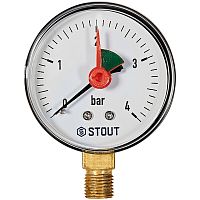 Манометр 0-4бар д.63мм 1/4" радиальный STOUT