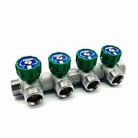 Коллектор на 4 x 3/4"ЕК выхода  1" вентиль 90град, TIM
