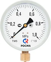 Манометр TM-510Р.100 мм; 0...1,0 МПа, G1/2 снизу, Тмах=150 °С, кл. 1,5, корп. сталь, механизм-латунь Манометр TM-510Р.100 мм; 0...1,0 МПа, G1/2 снизу, Тмах=150 °С, кл. 1,5, корп. сталь, механизм-латунь